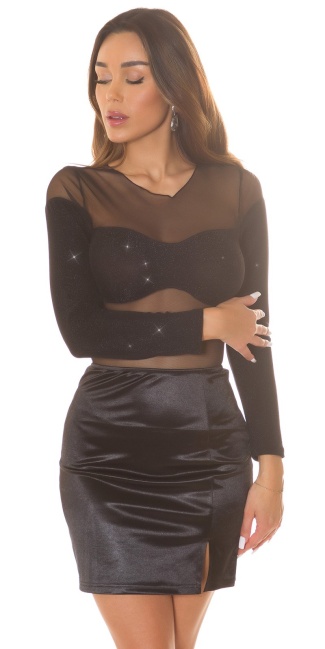 transparent Body with glitter details Black